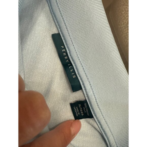 Perry Ellis Mens Light Blue Polo Shirt Size XL Slim Fit Polyester Blend - Picture 3 of 6